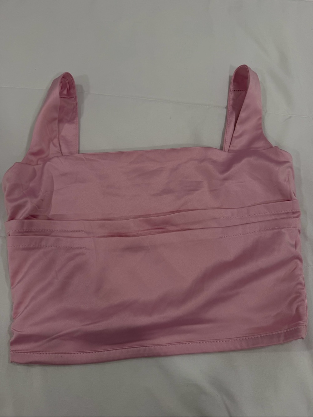Pink Square-Neck Crop Tank Top